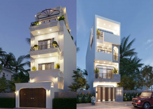 Thiết kế nhà phố 4 tầng mặt tiền 5m 