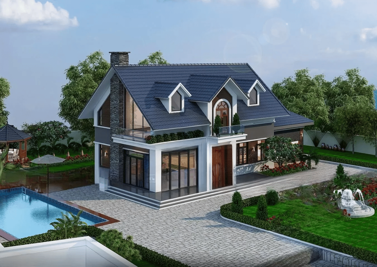 Xây nhà 1.5 tỷ: bí mật nào giúp gia chủ tiết kiệm đến 30% chi phí? 1 Ảnh Mẫu nhà 1.5 tỷ có hồ bơi