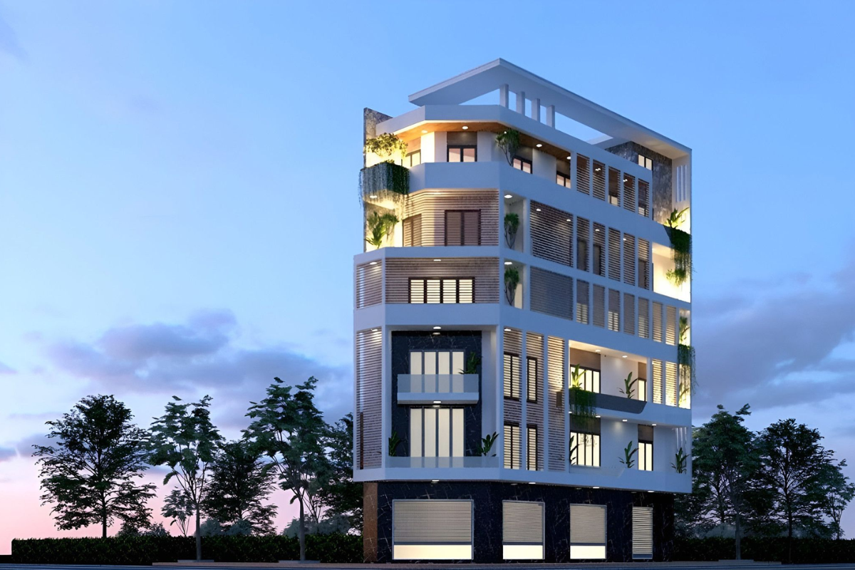 Chi phí xây nhà phố 6 tầng 70m2: Dự toán chi tiết và giải pháp tối ưu 3 Mẫu nhà phố 6 tầng hiện nay