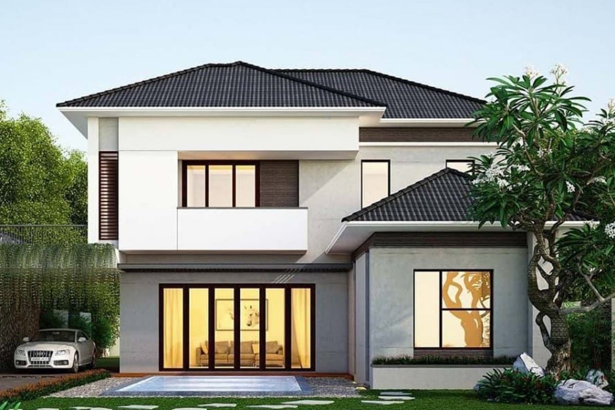 Nhà vườn 2 tầng hiện đại, sang trọng tại nông thôn 1 Mẫu nhà vườn 2 tầng ở nông thôn