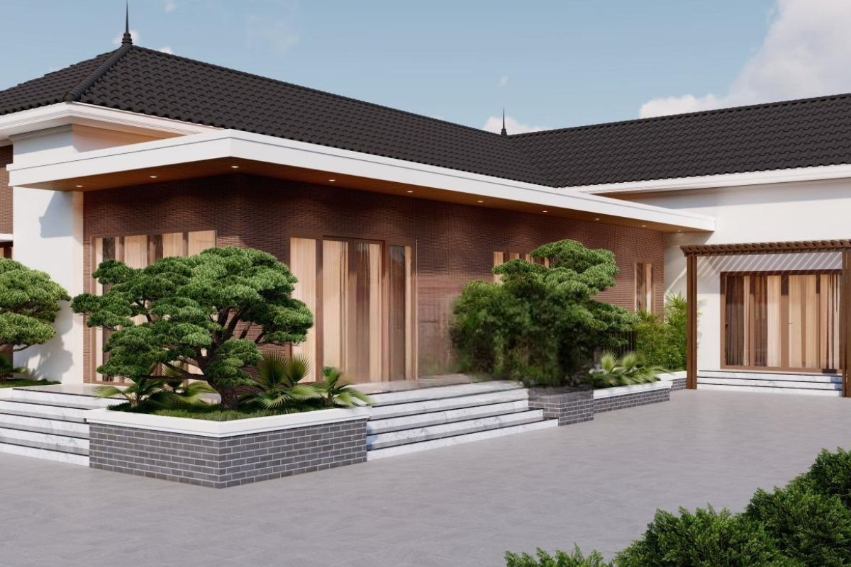 22+ Bản vẽ nhà cấp 4 chữ L mái Thái 4 Bản vẽ nhà cấp 4 chữ L 100m2