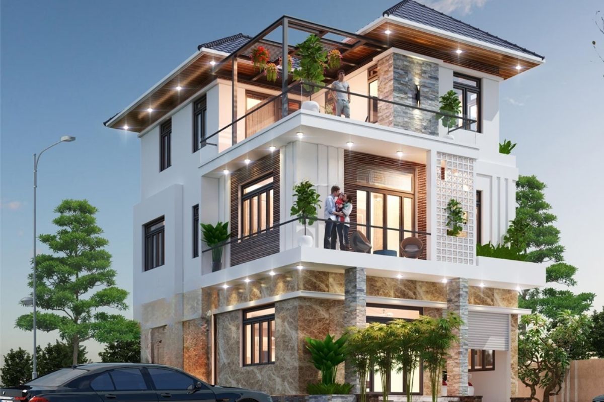 Nhà 3 tầng mái thái hiện đại chuẩn sống tiện nghi, sang trọng 4 Mẫu nhà thái 3 tầng đẹp