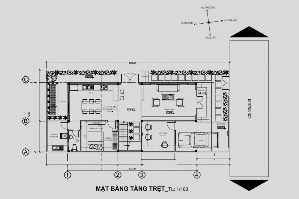 Bản vẽ thiết kế nhà 2 tầng 7x10m đẹp và tiết kiệm 1 Mẫu thiết kế nhà 2 tầng 7x10m