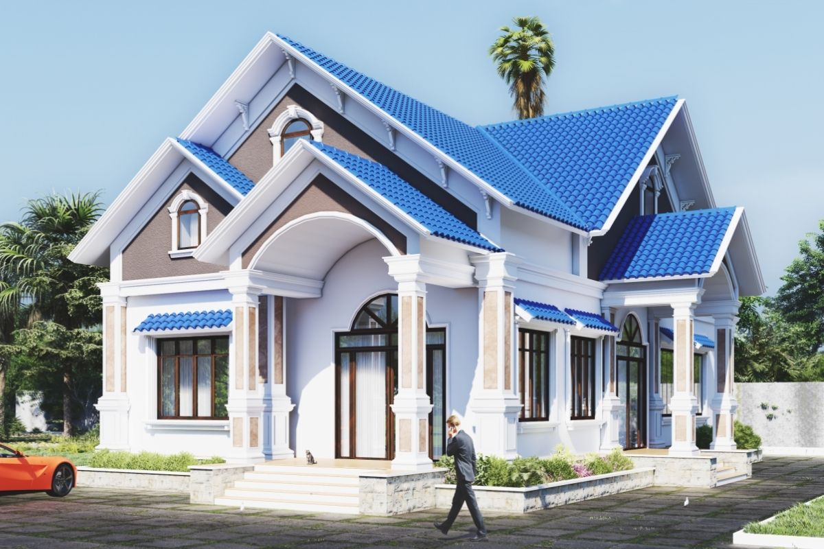 Mẫu bản vẽ nhà mái thái đơn giản cho gia đình Việt 1 Nhà mái thái hiện đại