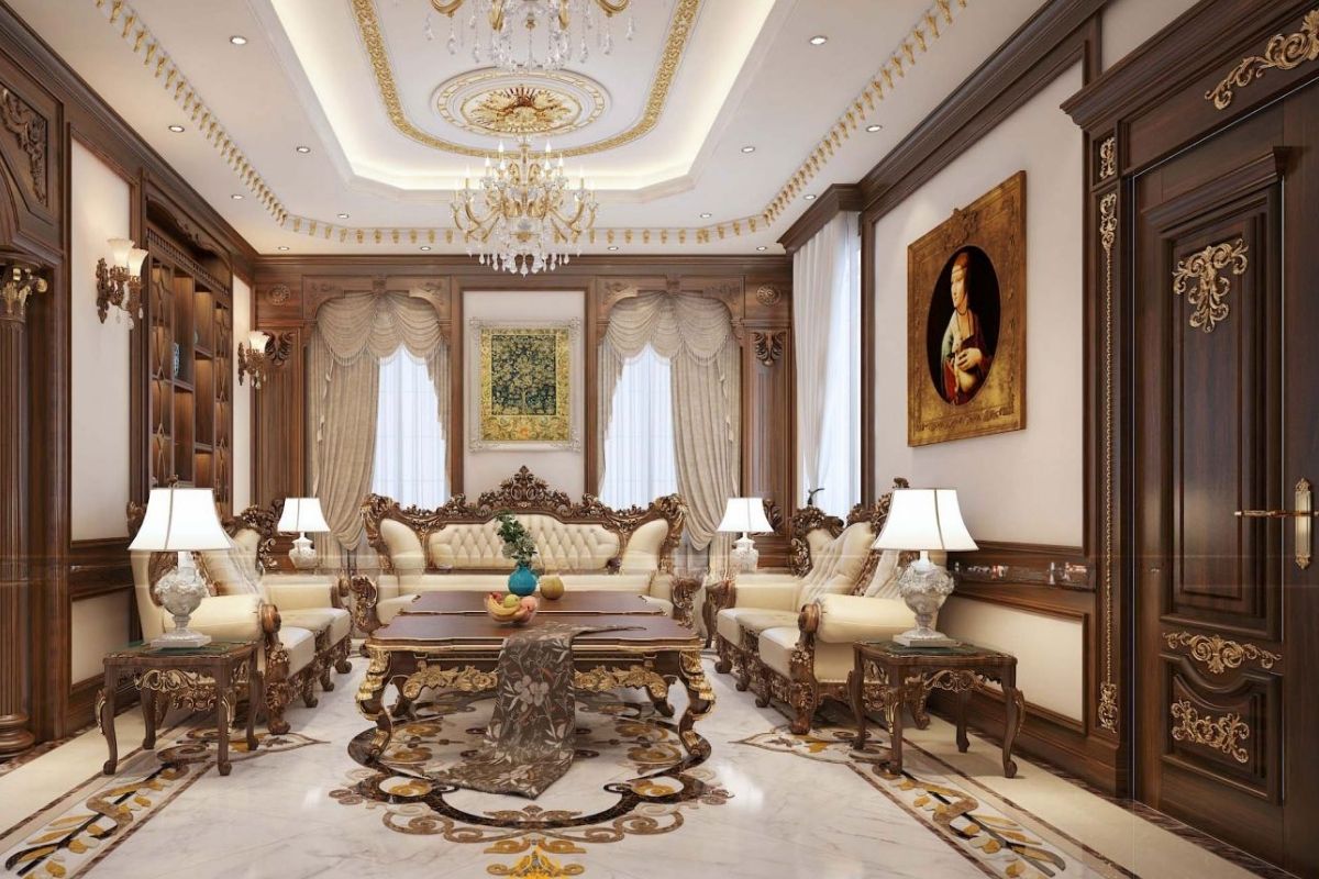Phòng khách biệt thự tân cổ điển