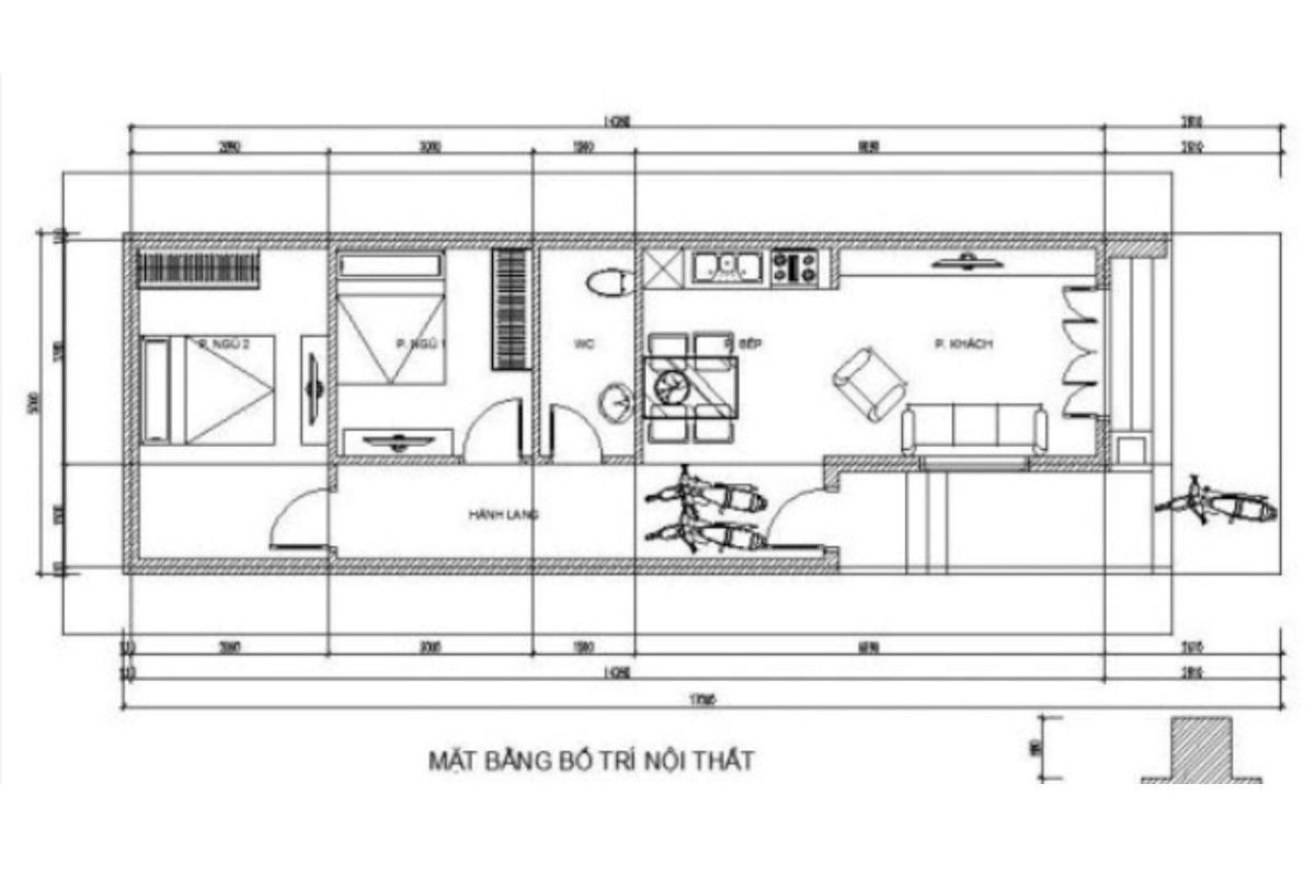 Bản vẽ nhà cấp 4 2 phòng ngủ cho không gian sống hiện đại 1 Bản vẽ nhà cấp 4 2 phòng ngủ