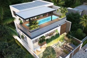 Mẫu mô phỏng nhà thiết kế có hồ bơi hiện đại