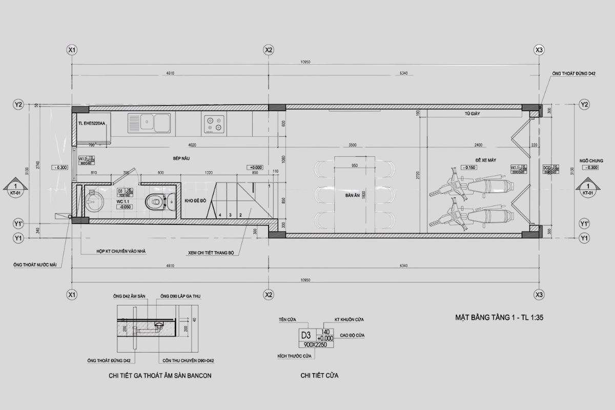 Bản vẽ nhà ở được thiết kế nhà 3 tầng